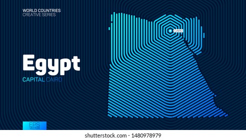 Abstract map of Egypt with hexagon lines