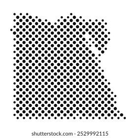 Abstract map of Egypt with a pattern of black circles like a chessboard