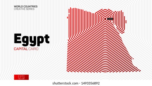 Abstract map of Egypt with red hexagon lines