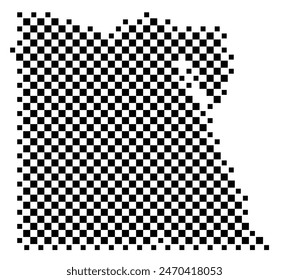 Abstract map of Egypt showing the country with a pattern of black and white squares like a chessboard
