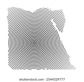 Abstract map of Egypt showing the country with concentric black tapering lines