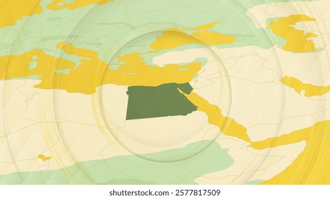 Abstract Map of Egypt and Surrounding Regions with Circular Patterns. Vibrant Abstract Map.