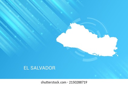 Abstract map of El Salvador circuit circle smooth light blue background.