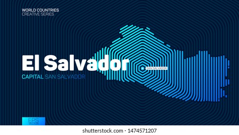 Abstract map of El Salvador with hexagon lines