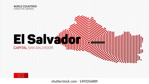 Abstract map of El Salvador with red hexagon lines
