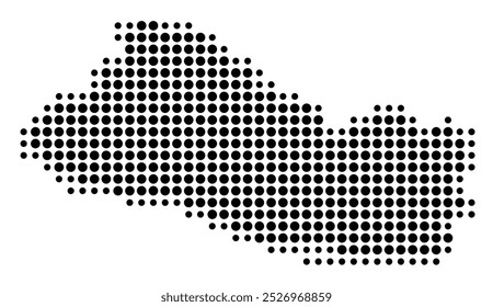 Abstract map of El Salvador showing the area of the country with a pattern of black circles