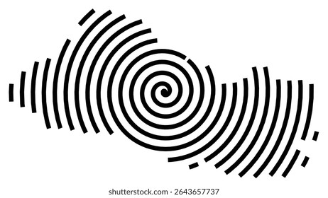 Abstract map of El Salvador showing the country with a black spiral line