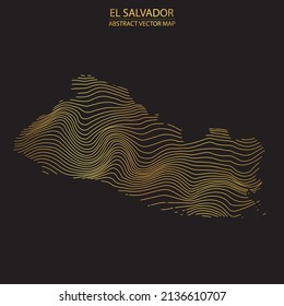 mapa abstracto de El Salvador - ilusión vectorial de un mapa a rayas de color dorado