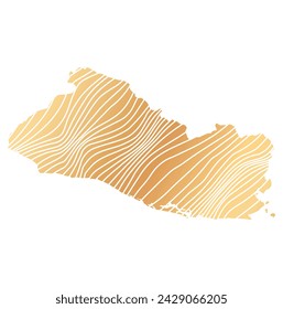 abstract map of El Salvador - vector illustration of striped gold colored map