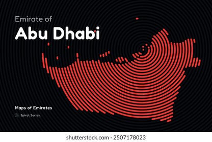 Abstract Map of Emirate of Abu Dhabi in a Circle Spiral Pattern. Maps of Emirates UAE