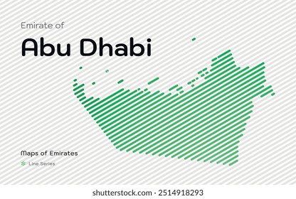 Mapa abstrato do Emirado de Abu Dhabi em uma linha estipa padrão. Mapas dos Emirados Árabes Unidos