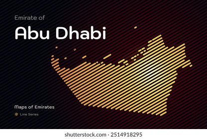 Abstract Map of Emirate of Abu Dhabi in a line stipes Pattern. Maps of Emirates UAE