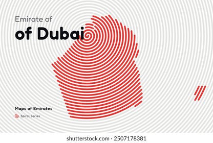 Mapa Abstractas del Emirato de Dubái en un patrón de espiral circular. Mapas de Emirates UAE