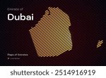 Abstract Map of Emirate of Dubai in a line stipes Pattern. Maps of Emirates UAE