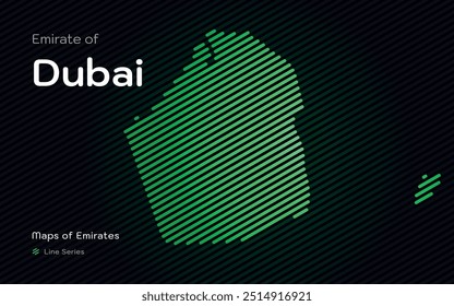 Mapa Abstractas del Emirato de Dubái en un patrón de franjas. Mapas de Emirates UAE