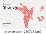 Abstract Map of Emirate of Sharjah in a Circle Spiral Pattern. Maps of Emirates UAE