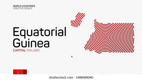 Abstract map of Equatorial Guinea with red circle lines