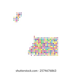 Abstract map of Equatorial Guinea showing the country with a pattern of colorful squares