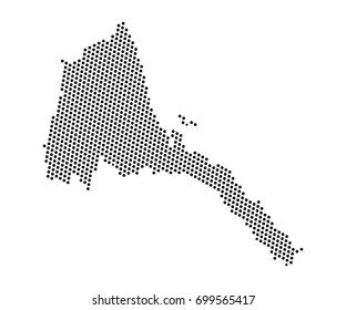 Abstract map of Eritrea dots planet, lines, global world map halftone concept. Vector illustration eps 10.