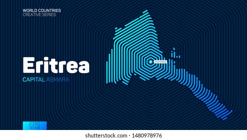 Abstract map of Eritrea with hexagon lines