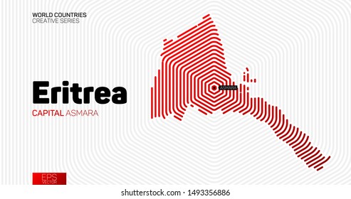 Mapa abstracto de Eritrea con líneas de hexágono rojo