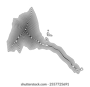 Abstract map of Eritrea showing the country border buffered inside with black tapering lines