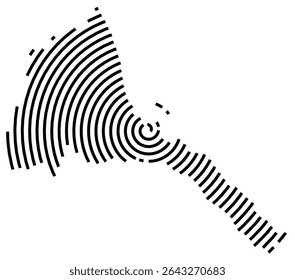Abstract map of Eritrea showing the country with a black spiral line