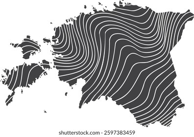 abstract map of Estonia with wave pattern