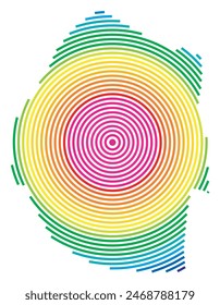 Mapa Abstractas de Eswatini que muestra la zona del país con anillos concéntricos en colores arcoíris como un blanco de tiro.