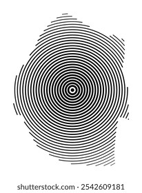Abstract map of Eswatini showing the country with concentric black tapering lines