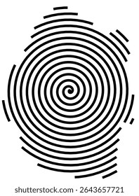 Abstract map of Eswatini showing the country with a black spiral line