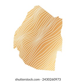 Mapa abstracto de Eswatini - ilustración vectorial de mapa a rayas de color oro