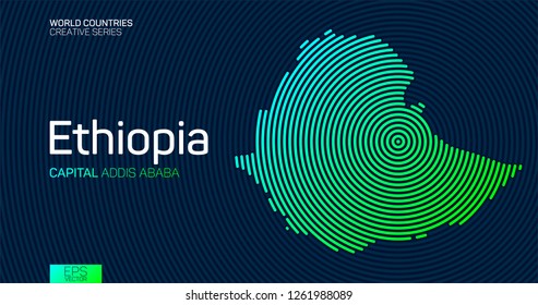 Abstract map of Ethiopia with circle lines