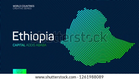 Abstract map of Ethiopia with circle lines