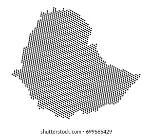 Abstract map of Ethiopia dots planet, lines, global world map halftone concept. Vector illustration eps 10.