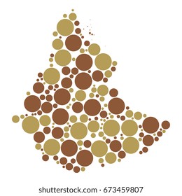 abstract map of ethiopia filled with circles of different sizes