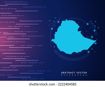 Abstract map of Ethiopia technology with hi-tech digital data connection system background circuit.