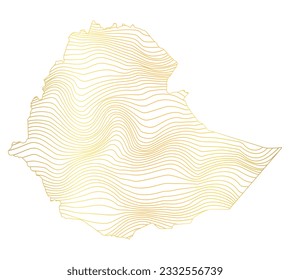 mapa abstracto de Etiopía - ilustración vectorial de un mapa a rayas de color oro