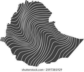 abstract map of Ethiopia with wave pattern