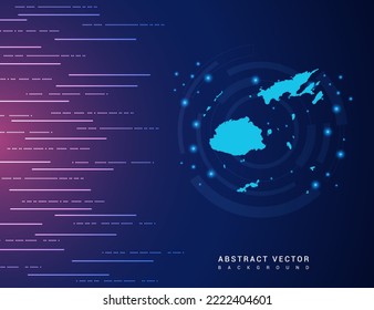 Abstract map of Fiji technology with hi-tech digital data connection system background circuit.