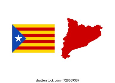 Abstract map and flag Catalonia on white background. Flat vector illustration EPS 10