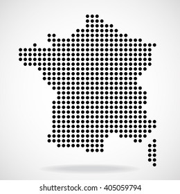 Abstract map of France from round dots, vector illustration