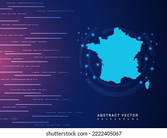 Abstract map of France technology with hi-tech digital data connection system background circuit.