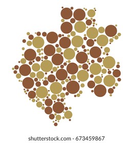 abstract map of gabon filled with circles of different sizes