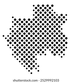 Abstract map of Gabon with a pattern of black circles like a chessboard