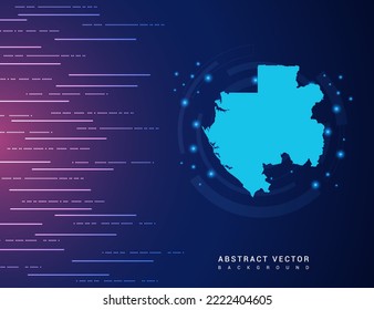 Mapa abstracto de la tecnología de Gabón con el circuito de fondo del sistema de conexión de datos digitales de alta tecnología.