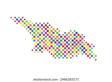 Abstract map of Georgia with a pattern of colorful squares like a chess board