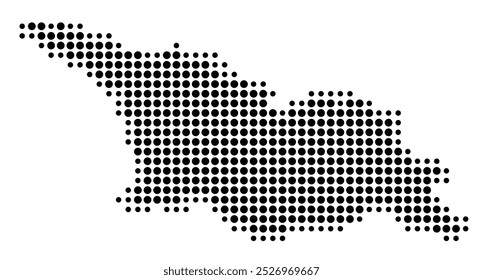 Mapa abstrato da Geórgia mostrando a área do país com um padrão de círculos negros
