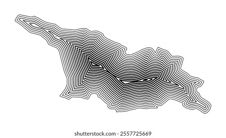 Abstract map of Georgia showing the country border buffered inside with black tapering lines