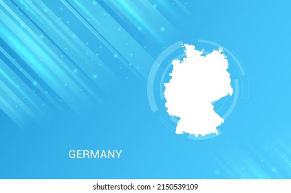 Mapa abstracto del circuito de Alemania de fondo azul claro liso.